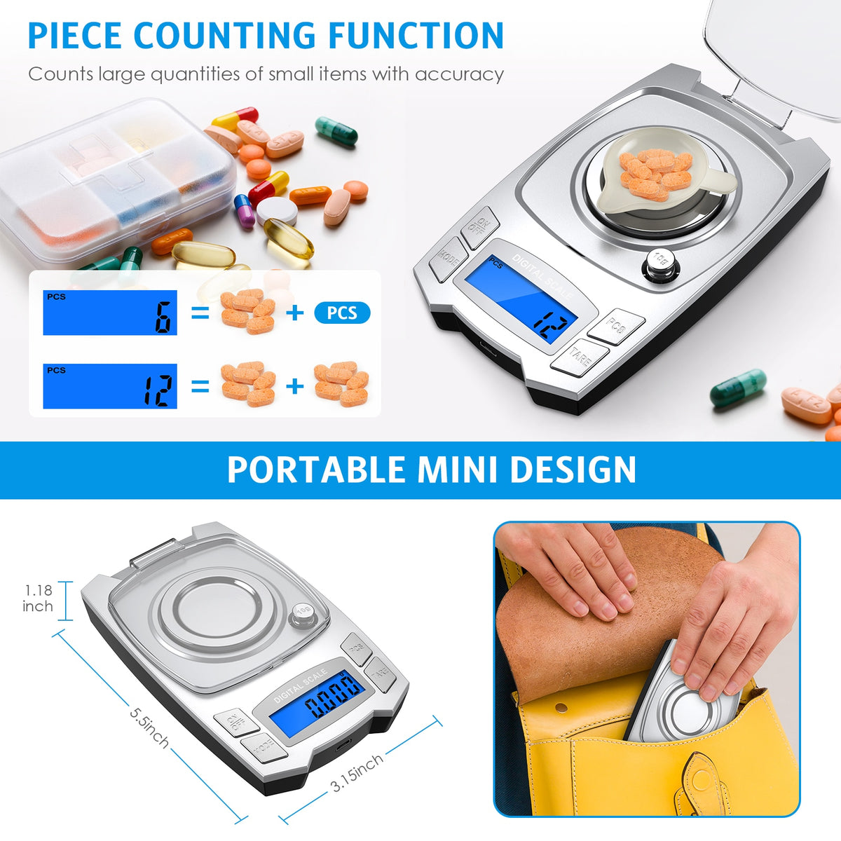 0.001g Precision Electronic Scales | 100g/50g Options | USB Charging