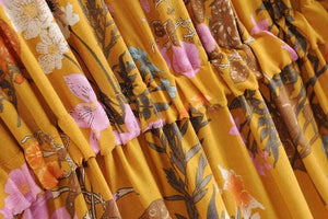 Elegant Hippie Styled Bohemian Summer Dress | S-L | Yellow & Pink