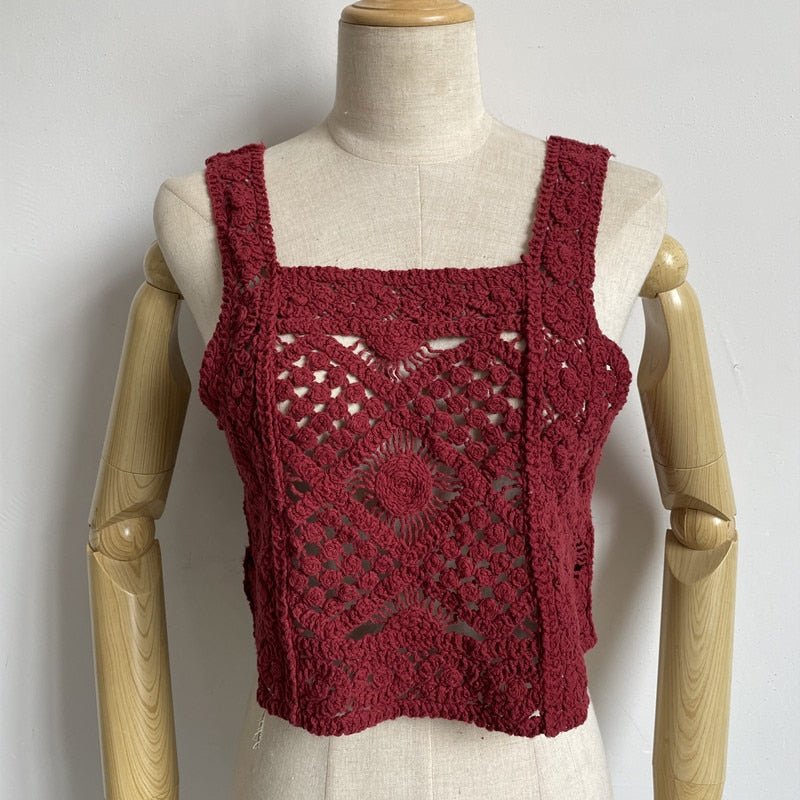 Knitted Hippie / Boho Sleeveless Crop Tops | Beach Styled | Various Colours | Free Size