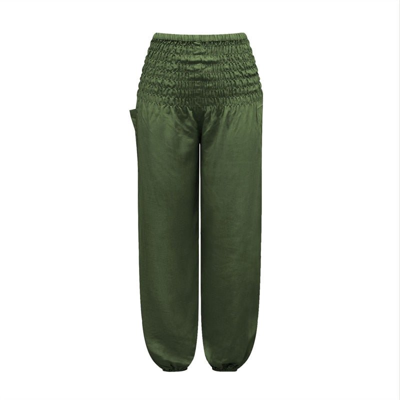 Olive Bohemian High Waist Yoga Palazzo Pants | S-XL