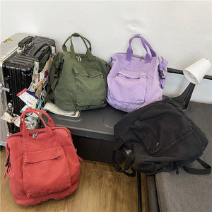 Large Cool Plain Canvas Shoulder Backpacks - Various Colours