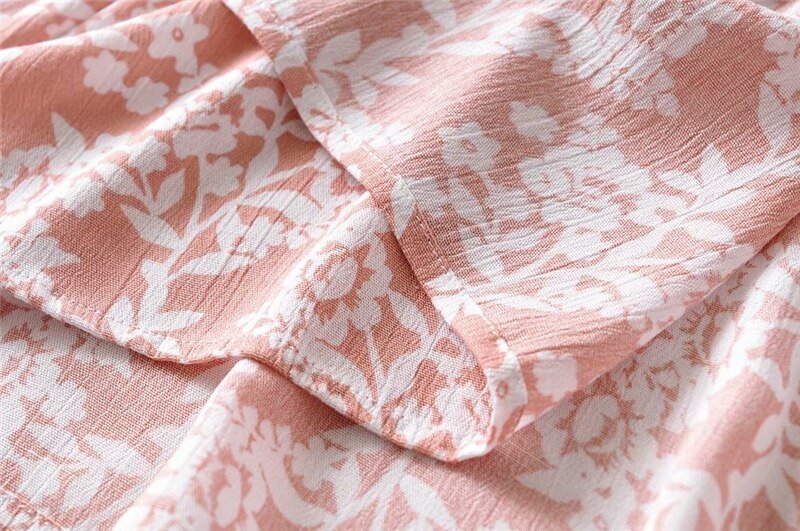 Cute Pink Women's Bohemian Deep V-Neck Dress | S-L