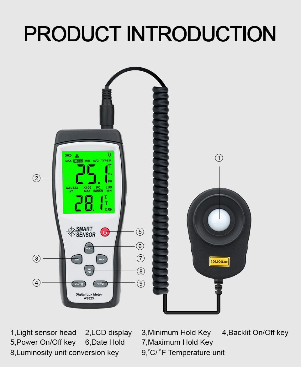 Precise Digital Luxmeter / Illuminometer | 200,000lux
