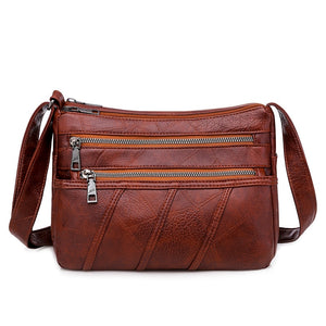 Quality PU Leather Crossbody Bag With Zippers