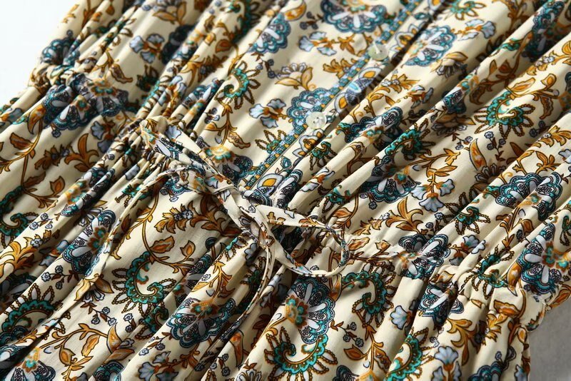 Women's Full Length Multi-Colour Floral Printed Boho Jumpsuit | Short Sleeve + V-neck | S-L