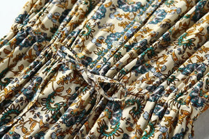 Women's Full Length Multi-Colour Floral Printed Boho Jumpsuit | Short Sleeve + V-neck | S-L