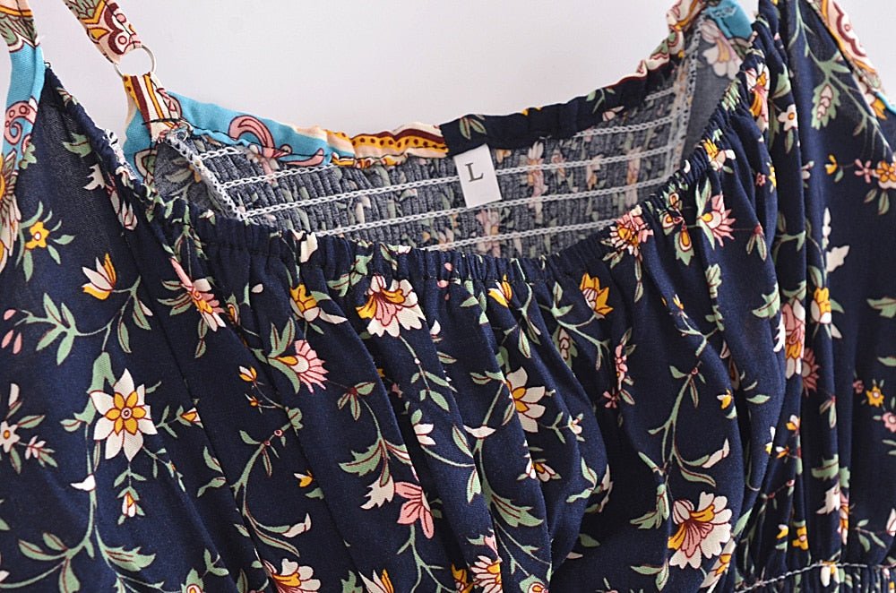 Women's Flower Boho Two Piece Outfit | Sleeveless Top + Bohemian Pants | S-L |