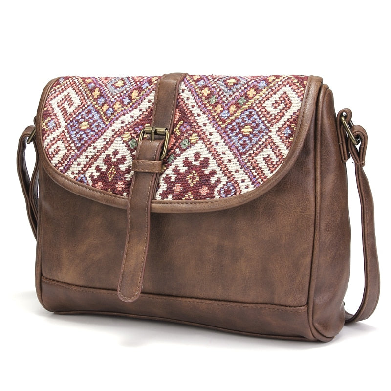 Cool Vintage Styled Messenger Bag With Patchwork Design