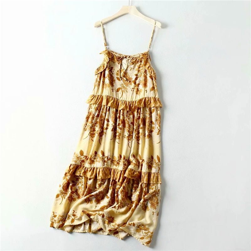 Hippie Drawstring Beach Dress | Yellow Or Pink | S-L