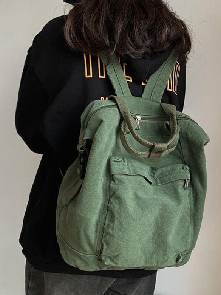 Large Cool Plain Canvas Shoulder Backpacks - Various Colours