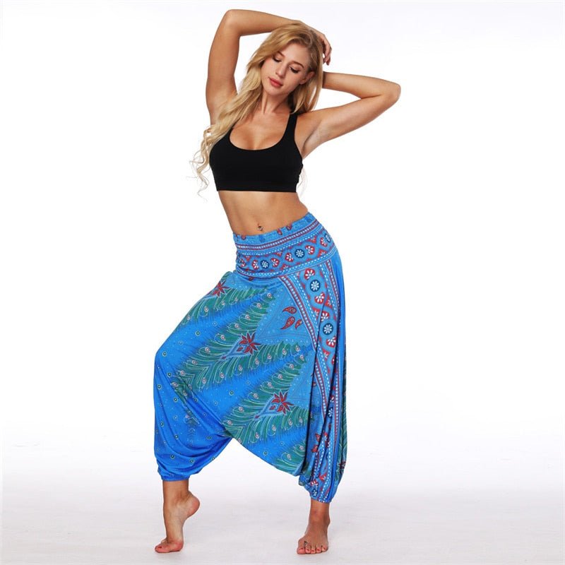 Hippie Boho Loose Yoga Harem Pants | Blue Love Design | One Size