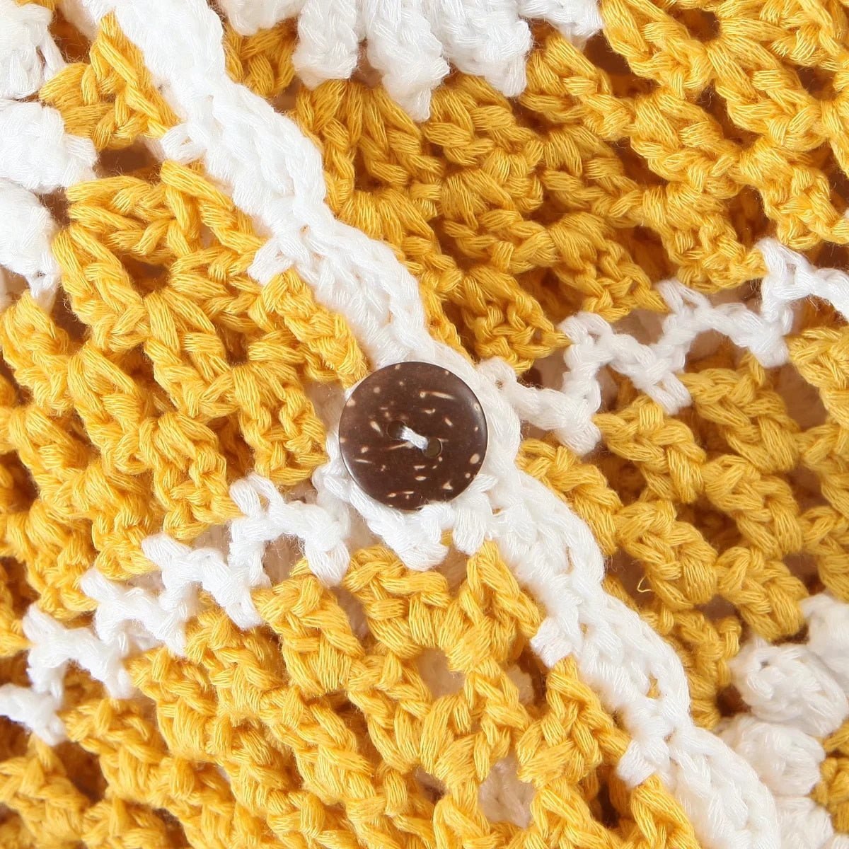 Women's Yellow Summer Floral Hollowed Out Jacket | Free Size