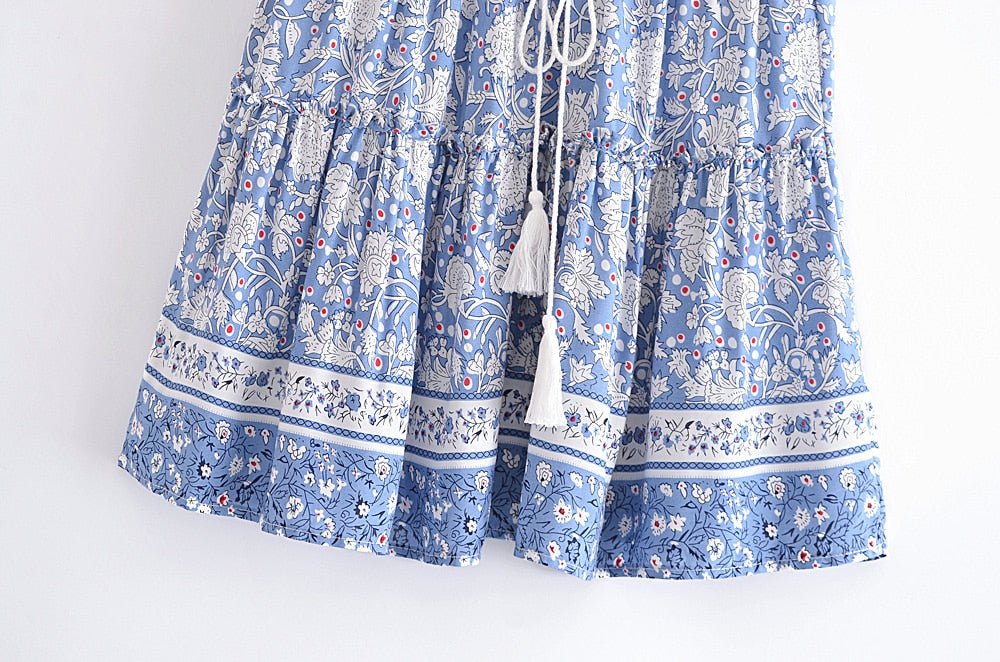 Women's Light Blue Boho Summer Skirt | M-L