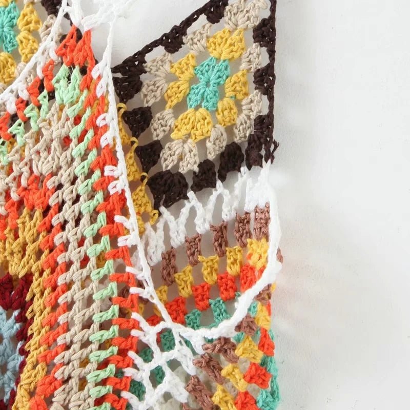 Bohemian Hollowed Out Beach Dress | Knitted Cotton | Free Size