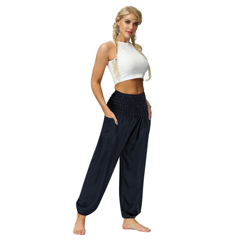 Blue Bohemian High Waist Yoga Palazzo Pants | S-XL