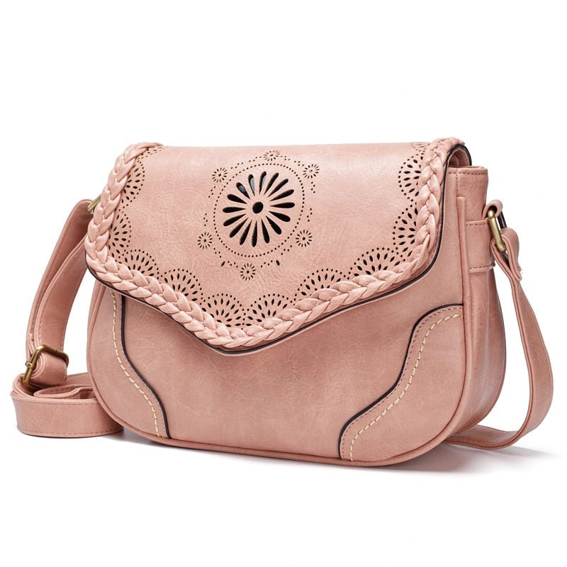 Beautiful Floral Designed Leather Hippie Shoulder Bag