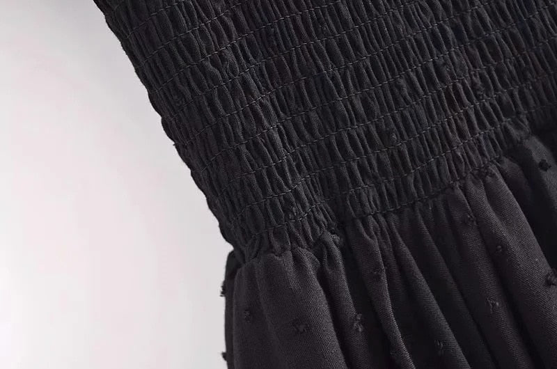 Black Bohemian Mini Dress | Slashed Neck + Sleeveless | S-L