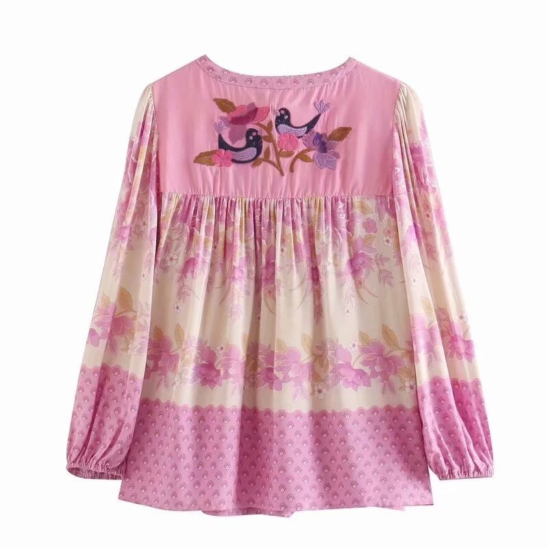 Hippie Styled Pink Blouse Shirt | S-L