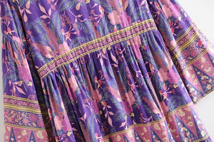 Women's Purple Beach Bohemian Dress | V-Neck | S-L