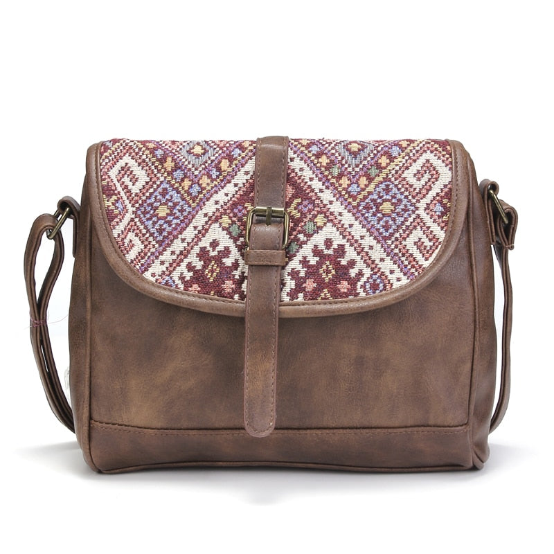 Cool Vintage Styled Messenger Bag With Patchwork Design