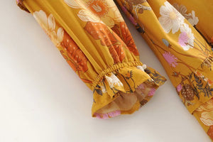 Elegant Hippie Styled Bohemian Summer Dress | S-L | Yellow & Pink