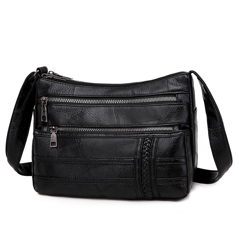 Quality PU Leather Crossbody Bag With Zippers