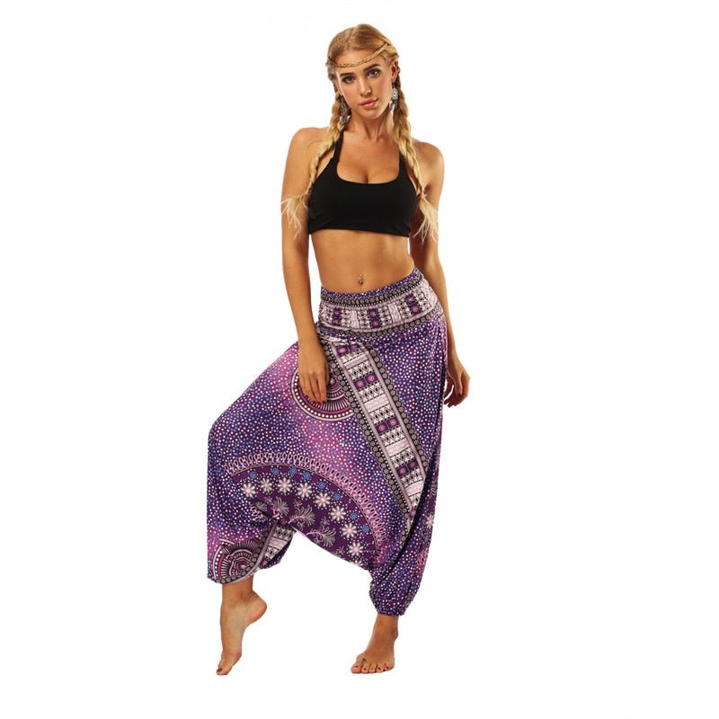 Hippie Boho Loose Yoga Harem Pants | Purple Space Design | One Size