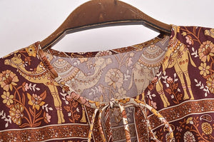 Women's Brown Bohemian Beach Romper | Rayon + Cotton | S-L