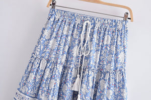 Women's Light Blue Boho Summer Skirt | M-L