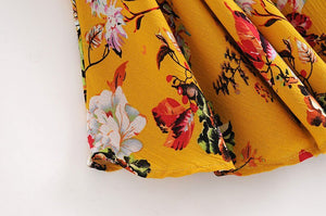 Women's Yellow Batwing Boho Dress | Deep V-Neck | S-L