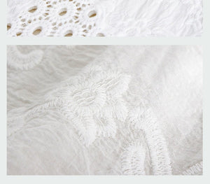 Vintage Women's Lace Embroidery Top | Batwing Sleeves | Free Size
