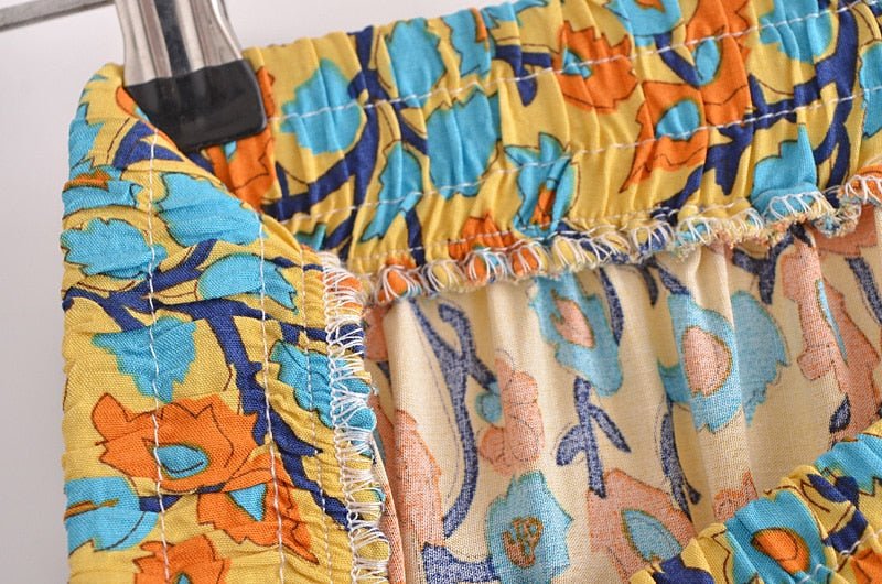 Women's Bohemian Styled Yellow Sun Flower Long Skirt | S-L