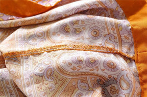 Women's Hippie High Waisted Skirt | Floral Orange | S-L