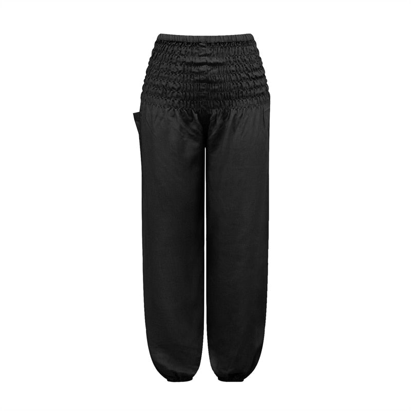 Black Bohemian High Waist Yoga Palazzo Pants | S-XL