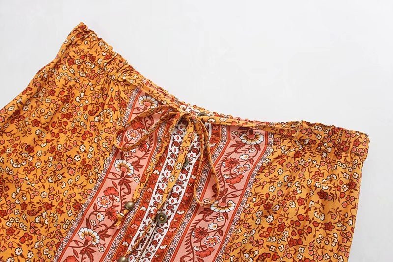 Vintage Styled Hippie Skirt | Orange + Blue | S-L