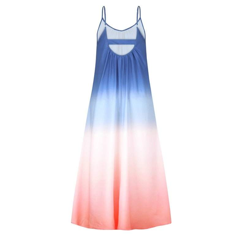 Women's Hippie Suspender Dress | Seaside Leisure Long Summer Dress | S-XL