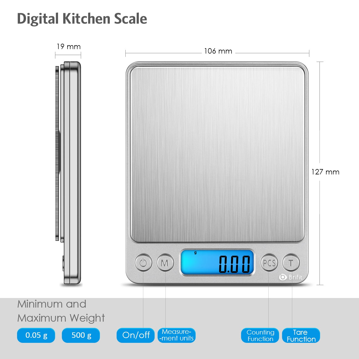 Kitchen Scale 500g / 0.01g | 3 Colours