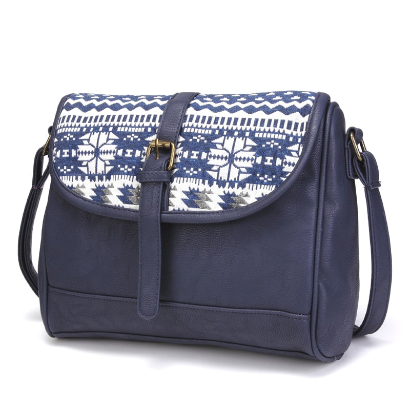 Cool Vintage Styled Messenger Bag With Patchwork Design