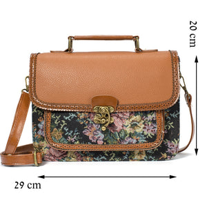 Retro Hippie Styled Briefcase Handbag With Floral Design