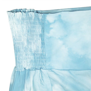 Women's Hippie Waist High Flare Pants | Cloudy Blue Design | S-XL