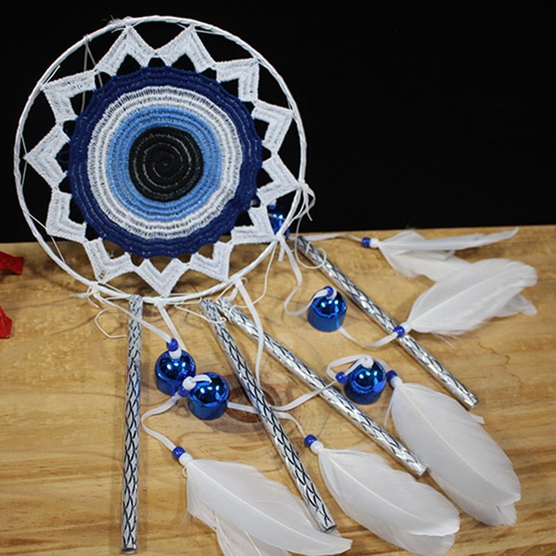 Beautiful Evil Eye Blue & White Dream Catcher | 70cm