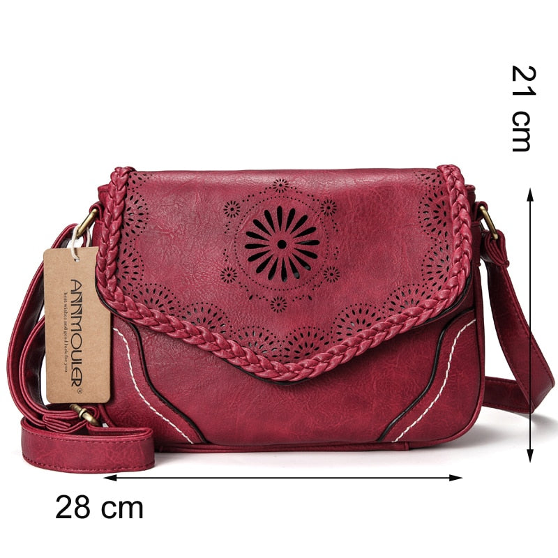 Beautiful Floral Designed Leather Hippie Shoulder Bag