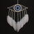 Mini White Evil Eye Bohemian Styled Dream Catcher With White Feathers