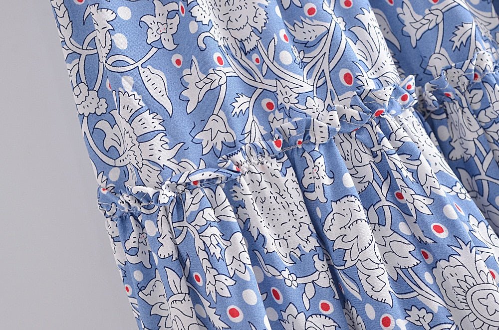 Women's Light Blue Boho Summer Skirt | M-L