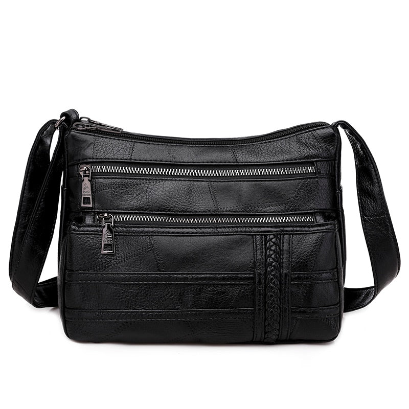 Quality PU Leather Crossbody Bag With Zippers