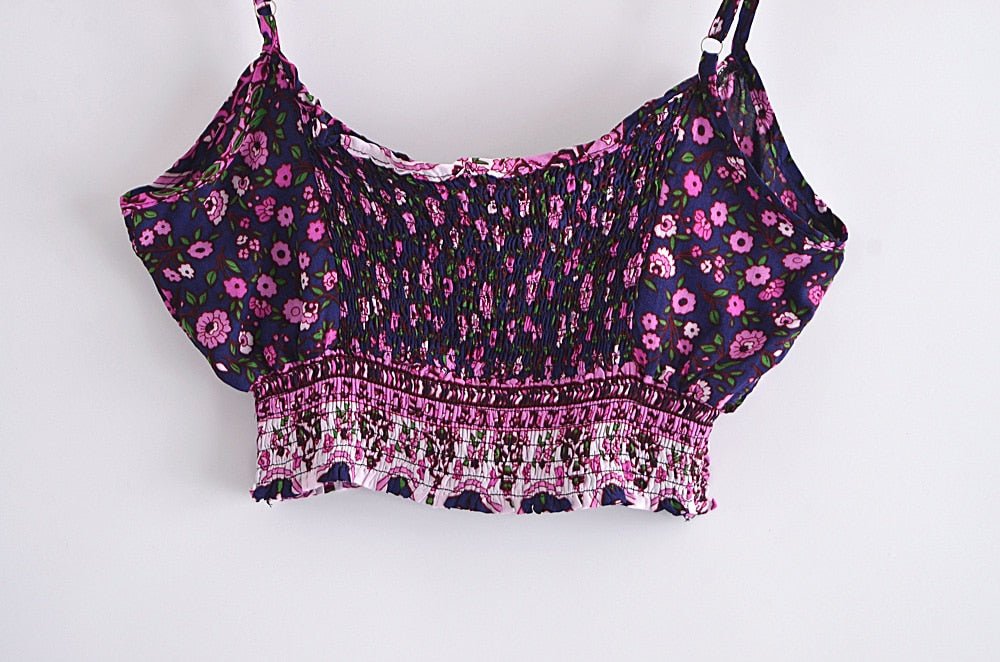 Women's Purple Boho Two Piece Outfit | Sleeveless Top + Bohemian Pants | S-L