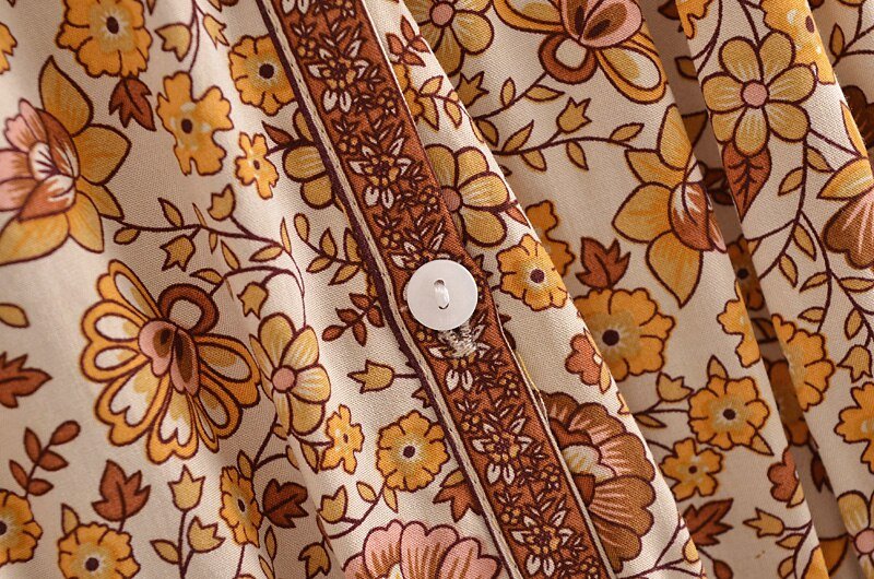 Women's Brown Bohemian Beach Romper | Rayon + Cotton | S-L