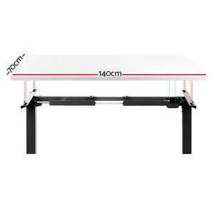 Artiss Electric Standing Desk Motorised Sit Stand Desks Table Black White 140cm