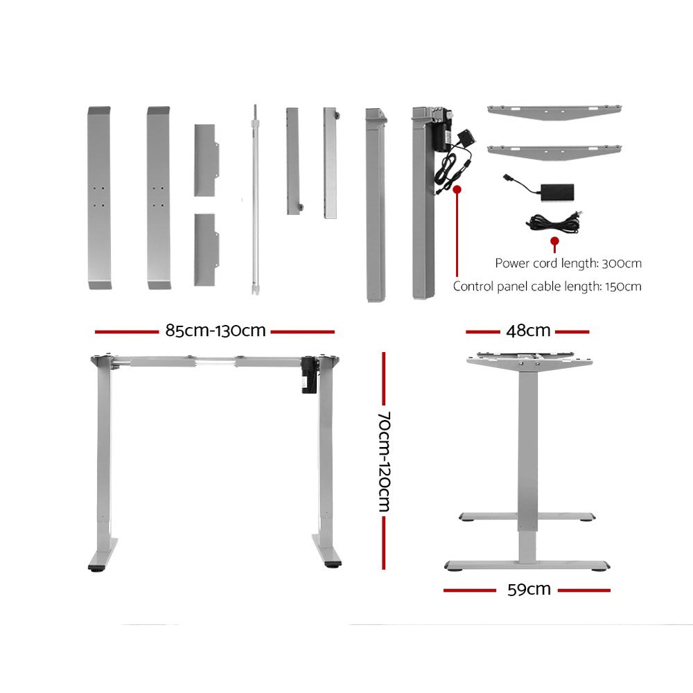 Sit Stand Motorized Height Adjustable Desk Frame | Grey | Standing Desk