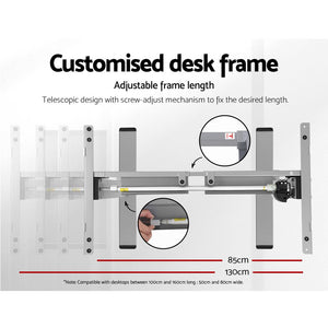 Sit Stand Motorized Height Adjustable Desk Frame | Grey | Standing Desk